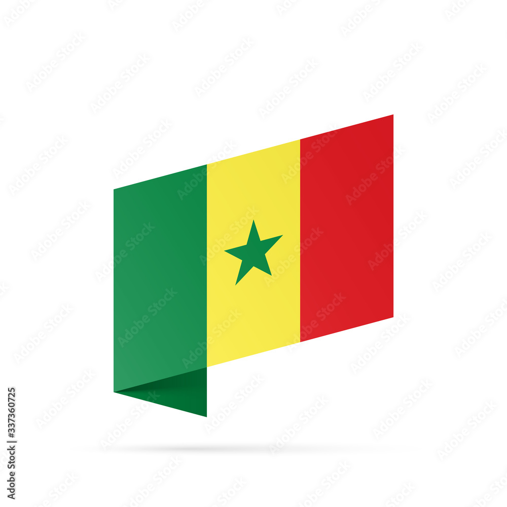 Senegal flag state symbol isolated on background national banner. Greeting card National Independence Day of the Republic of Senegal. Illustration banner with realistic state flag.