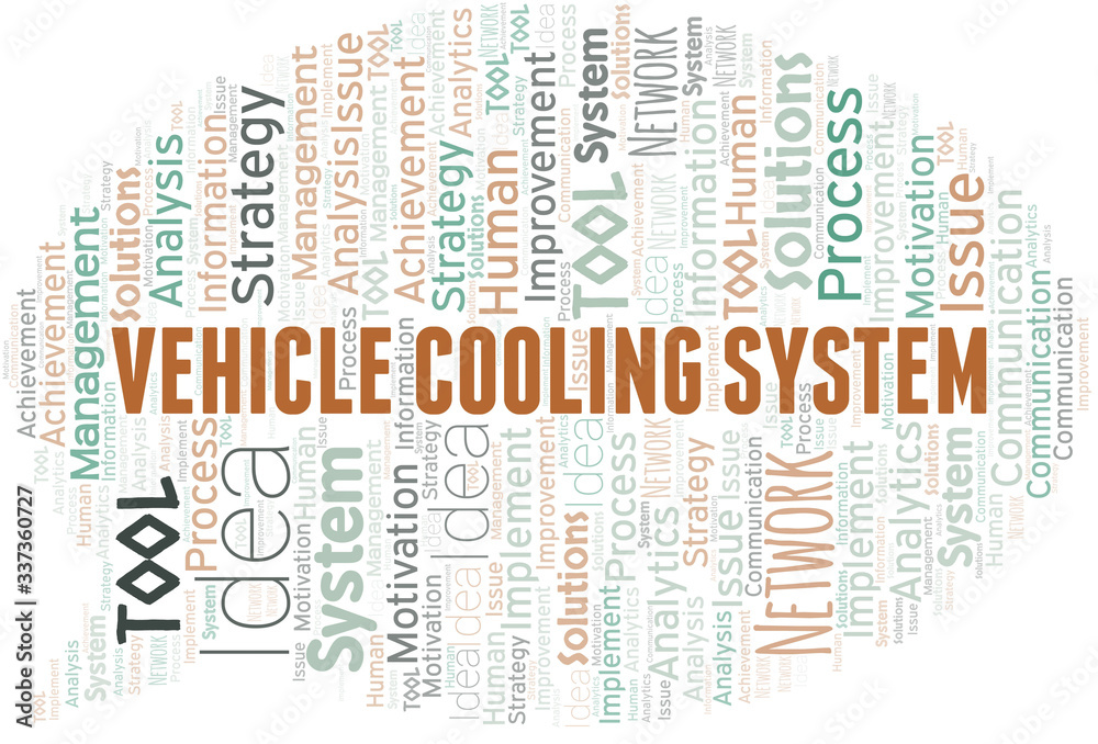 Fototapeta premium Vehicle Cooling System typography vector word cloud.
