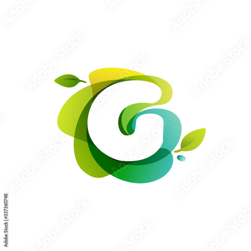 Letter G ecology logo on swirling overlapping shape.