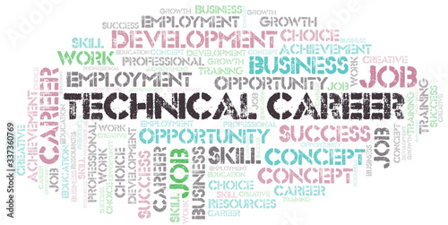 Technical Career typography vector word cloud.