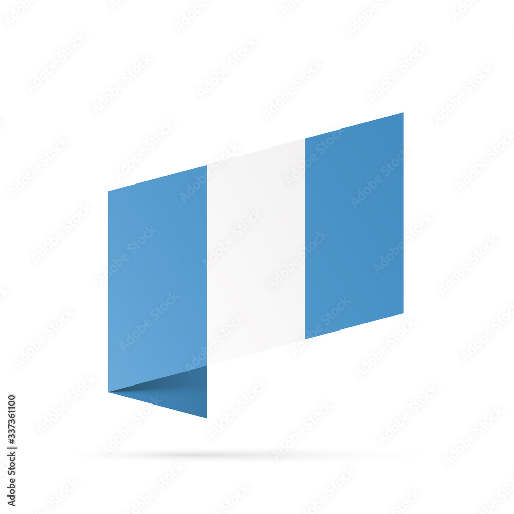 Guatemala flag state symbol isolated on background national banner. Greeting card National Independence Day of the Republic of Guatemala. Illustration banner with realistic state flag.