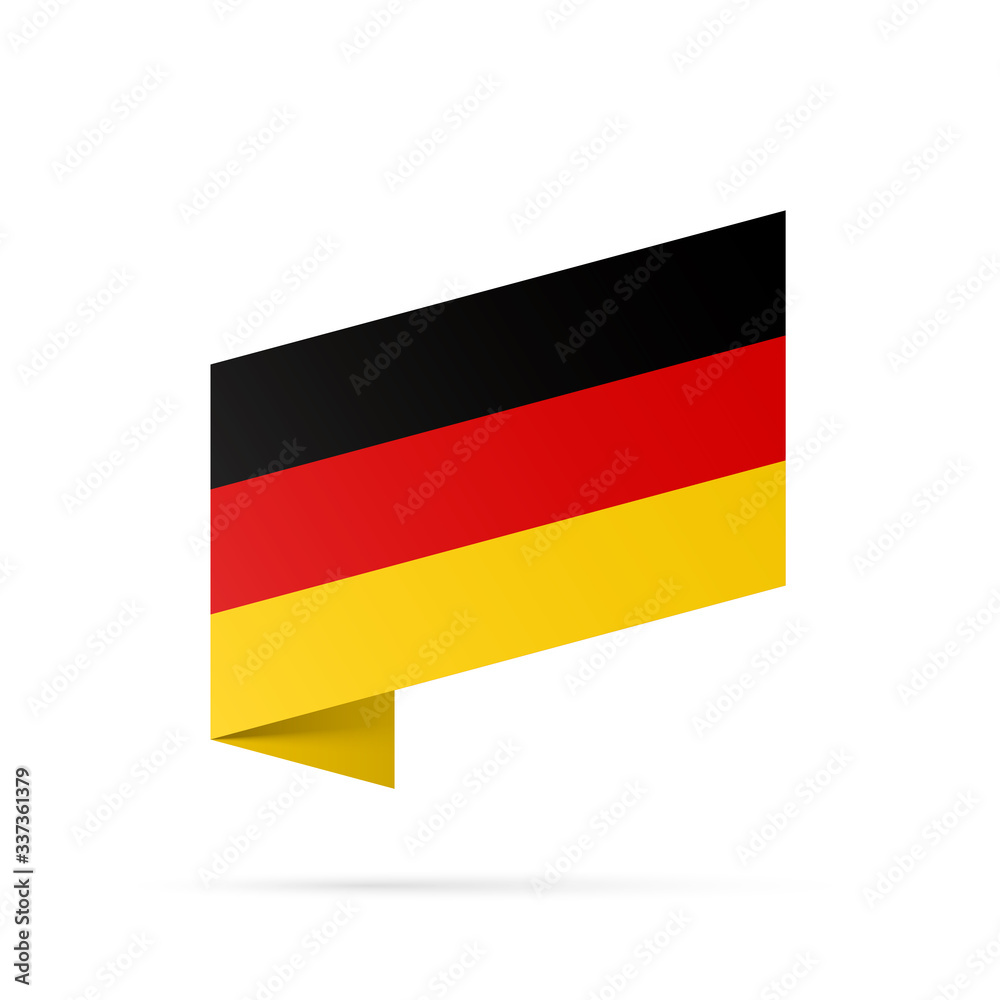 Fototapeta premium Germany flag state symbol isolated on background national banner. Greeting card National Independence Day of the Federal Republic of Germany. Illustration banner with realistic state flag of FRG.