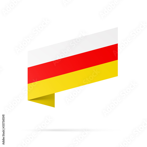 South Ossetia flag state symbol isolated on background national banner. Greeting card National Day of the Republic of South Ossetia the State of Alania. Illustration banner with realistic state flag