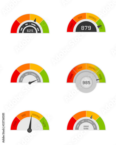 Business credit score vector speedometers.