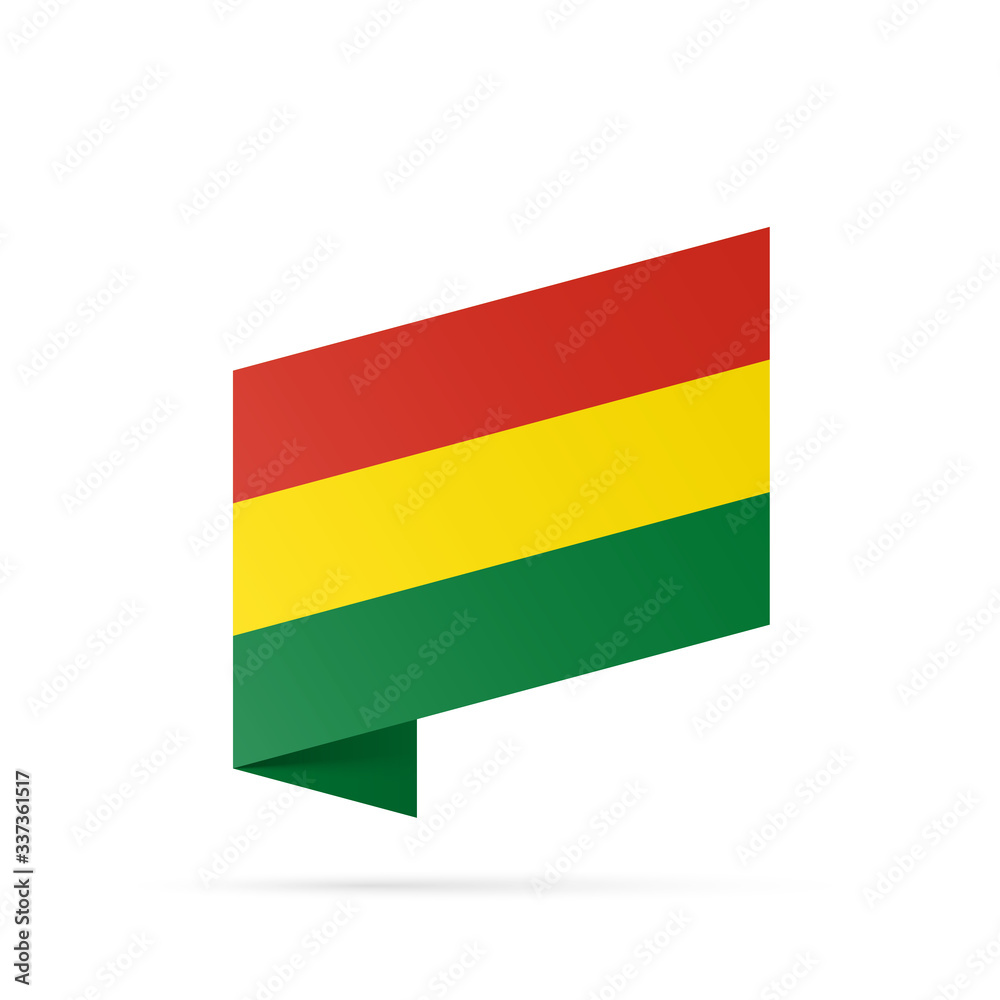 Fototapeta premium Bolivia flag state symbol isolated on background national banner. Greeting card National Independence Day of the Plurinational State of Bolivia. Illustration banner with realistic state flag.
