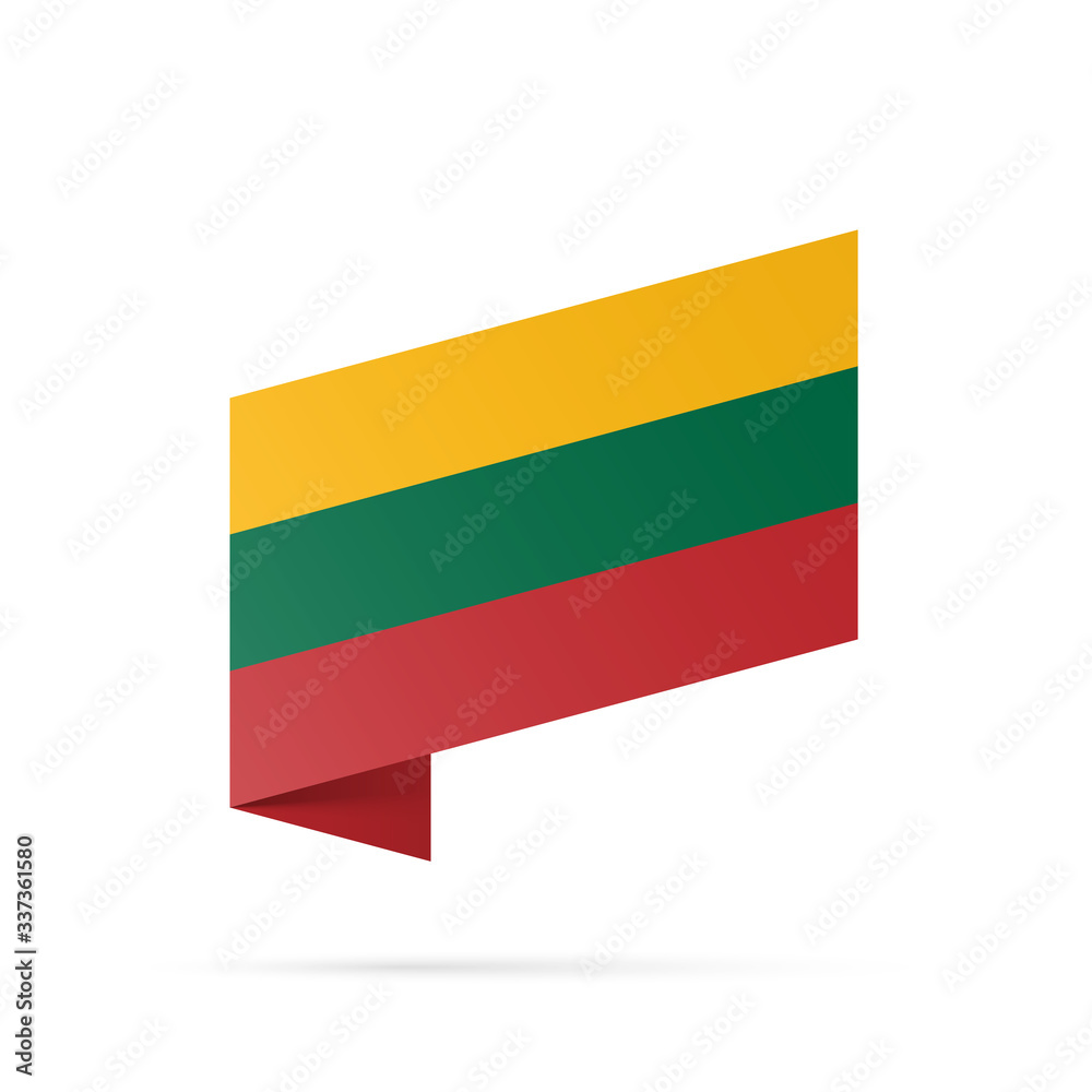 Obraz premium Lithuania flag state symbol isolated on background national banner. Greeting card National Independence Day of the Republic of Lithuania. Illustration banner with realistic state flag.