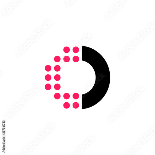 Red Dots Geometric Vector Logo Letter O