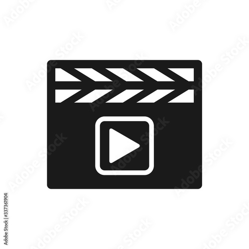 vector of clapper icon, movie clip icon with media player button icon