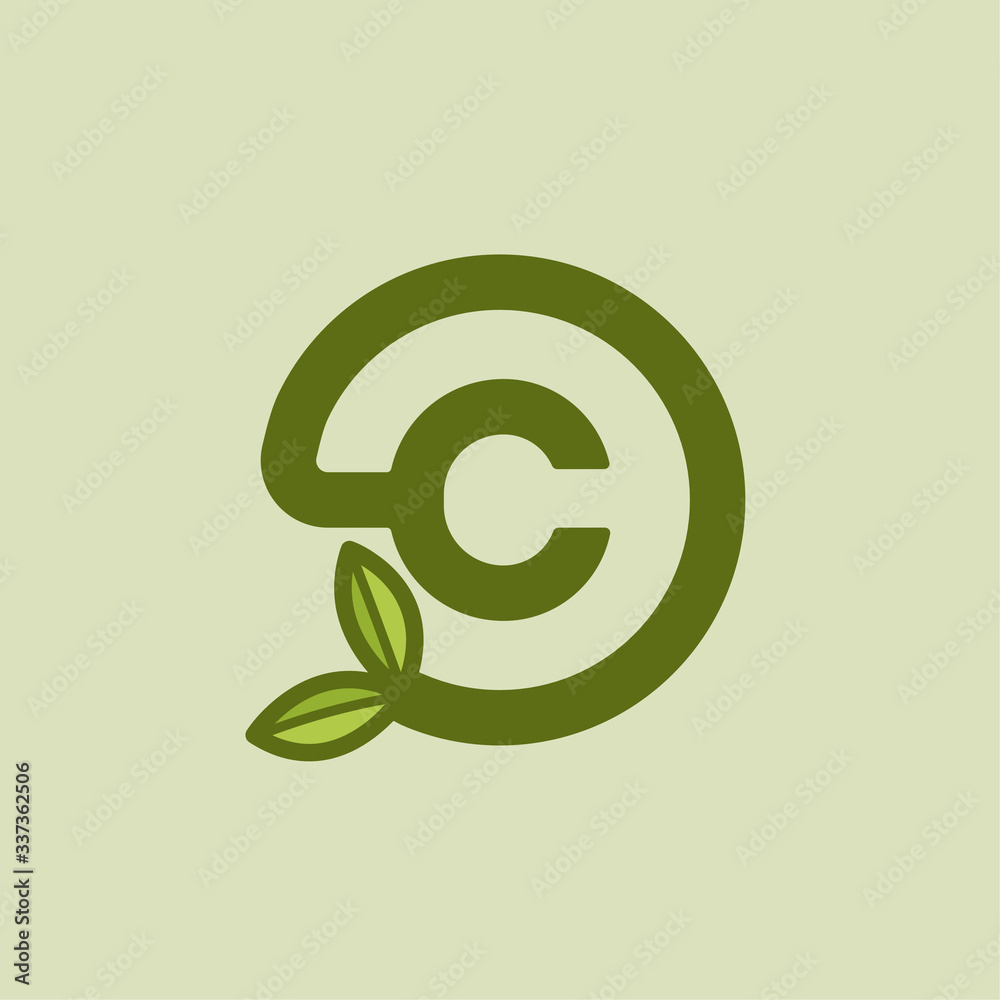 Round Vector Plant Letter Design C Round Vector Plant Letter Design C