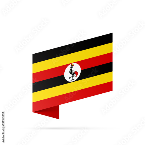 Uganda flag state symbol isolated on background national banner. Greeting card National Independence Day of the Republic of Uganda. Illustration banner with realistic state flag.