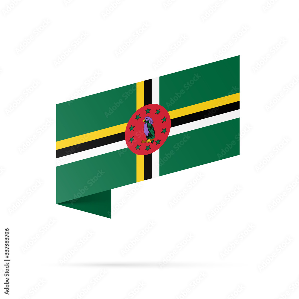 Fototapeta premium Dominica flag state symbol isolated on background national banner. Greeting card National Independence Day of the Commonwealth of Dominica. Illustration banner with realistic state flag.