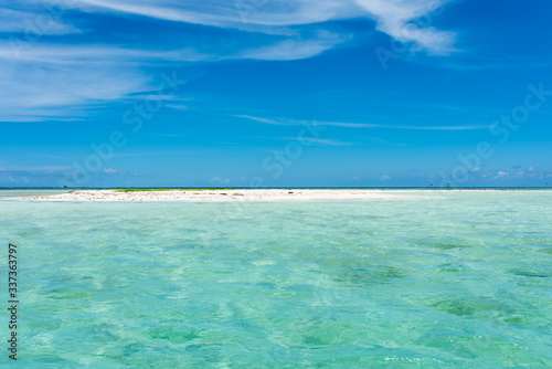 View of a little tropical island called "Cayo Sardina" in the caribbean sea (Los Roques Archipelago, Venezuela).