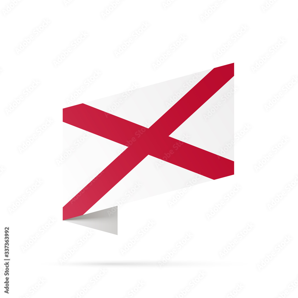 Ireland flag state symbol isolated on background national banner. Greeting card National Independence Day United Kingdom.Illustration banner with realistic flag of Saint Patrick's cross or the Saltire Ireland flag state symbol isolated on background national banner. Greeting card National Independence Day United Kingdom.Illustration banner with realistic flag of Saint Patrick's cross or the Saltire