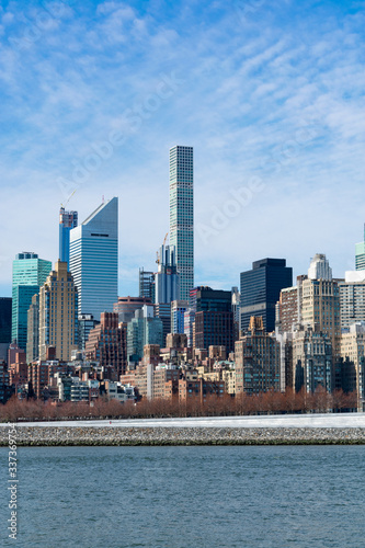 Midtown Manhattan Skyline along the East River in New York City