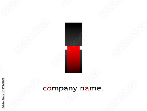 Initial Capital Letter I Font Type. Modern Company Logotype. Futuristic Dark Black and Red Graphic Design. Stylish Business Logo Icon with Gradient Template. Combined double letter. Isolated on white