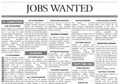 Job search concept. Newspaper full of advertisements