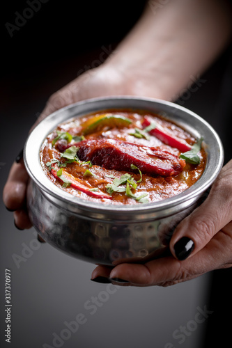 grilled goat minced meat in Indian restaurant photo