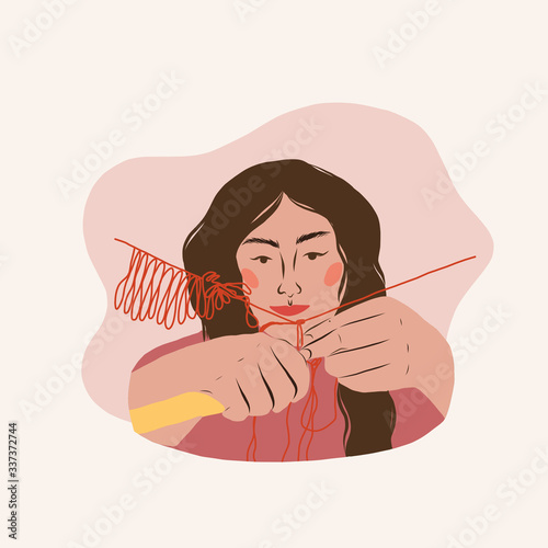 Woman Knitting 