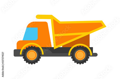 Cartoon Off-highway truck. Heavy mining machine and construction equipment. Vector illustration.