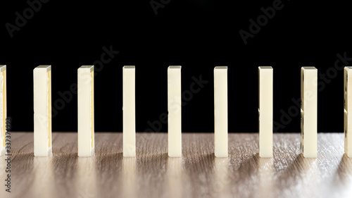 Standing domino stones on the table