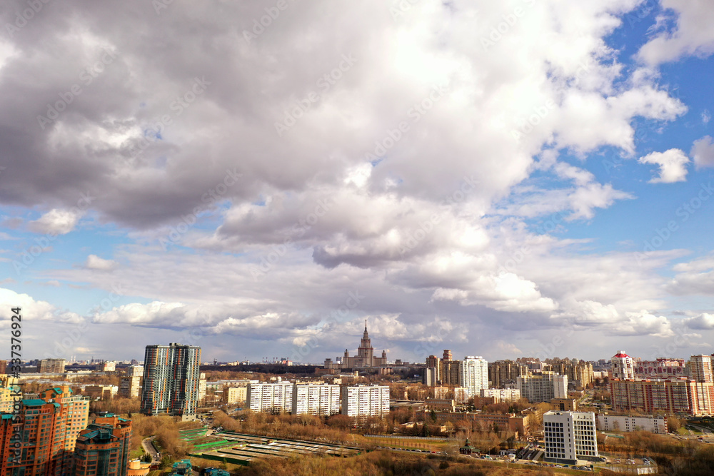 fantastic clouds over a frozen city isolated from a drone fantastic clouds over a frozen city isolated from a drone