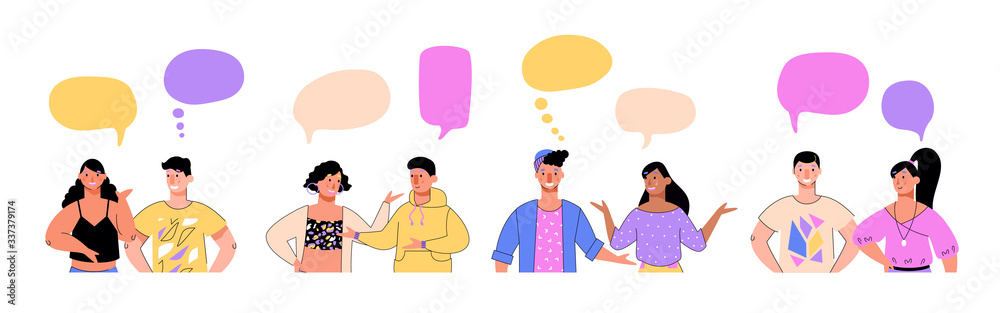 People communicating and leading dialogue, vector illustration isolated. People communicating and leading dialogue, vector illustration isolated.
