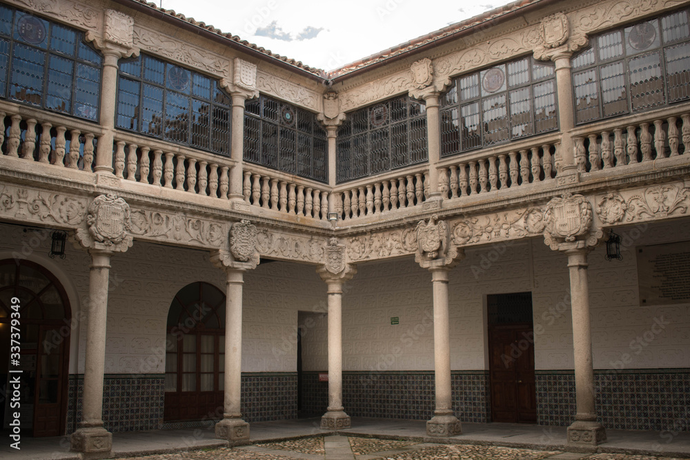 Courtyard in a historic building in Avila Spain	