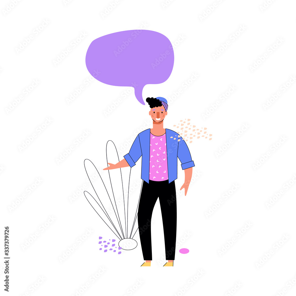 Man with speech bubble or conversation icon cartoon vector illustration isolated. Man with speech bubble or conversation icon cartoon vector illustration isolated.