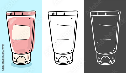 Illustration of a jar of cosmetics. Suitable for cream, gel for washing, lotion.