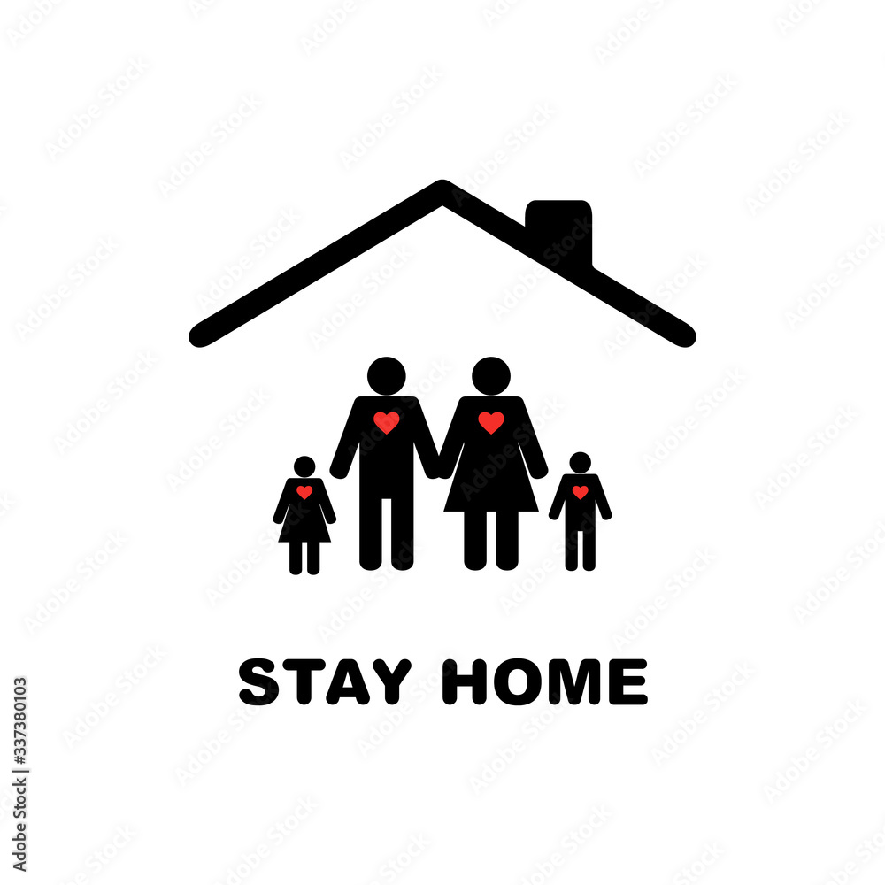 Stay home icon with family Stay home icon with family