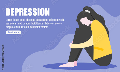 Sad Depressed Young Woman Girl Coronavirus COVID-19 Patient Who Stigmatised Bad or Disgrace by Local People Citizen Public Community Society. Stress & Mental Health Expression Infographic Post Concept