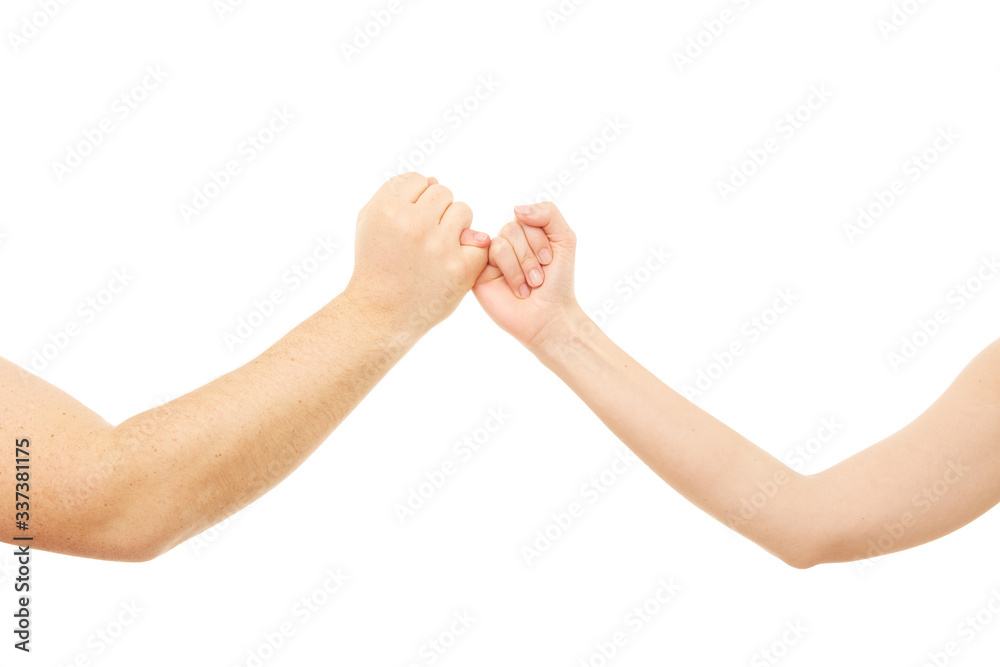 Man and woman little fingers, arm gesture Man and woman little fingers, arm gesture