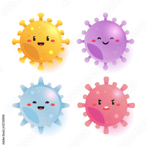 Cute Coronavirus Characters. modern flat style cartoon character illustration
