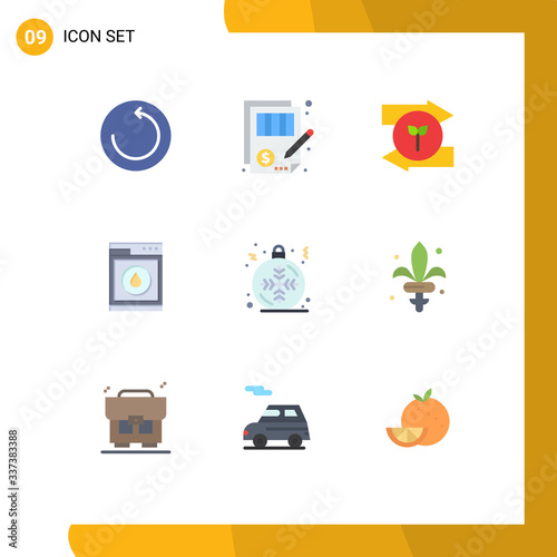 Modern Set of 9 Flat Colors and symbols such as christmas, robbot, arrow, washing, laundry photo