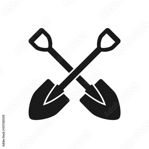 crossing shovel icon vector logo template