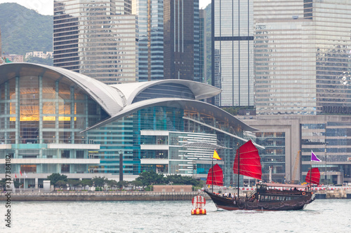 Expo Centre Junk Boat Victoria Harbour Hong Kong photo