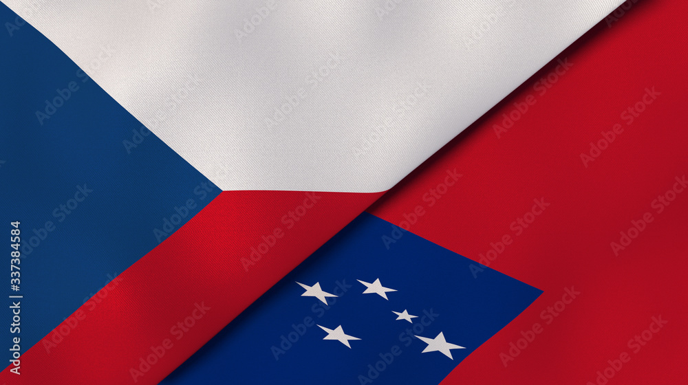 The flags of Czech Republic and Samoa. News, reportage, business background. 3d illustration