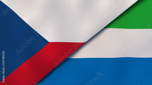 The flags of Czech Republic and Sierra Leone. News, reportage, business background. 3d illustration