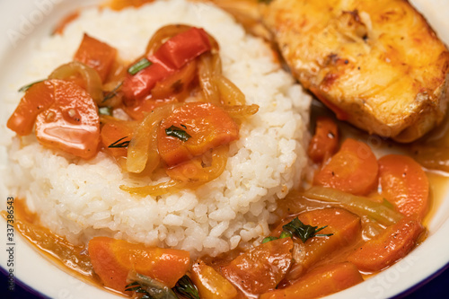 Salmon with Rice and Vegetable