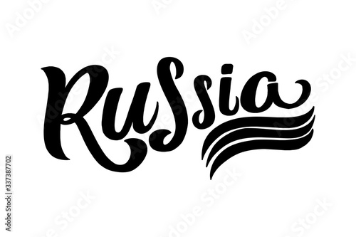 Russia ink lettering, hand drawn text for National Unity Day, for celebration poster, banner, flag holiday, patriotic event, 12 June, November 4, independence day, touristic banner. Isolated, vector