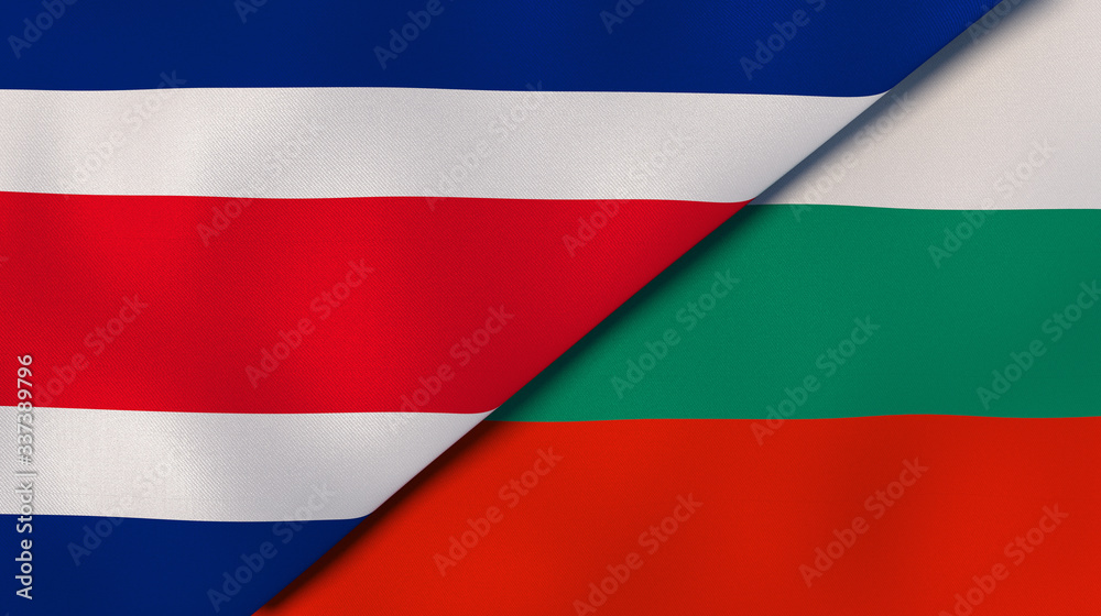 The flags of Costa Rica and Bulgaria. News, reportage, business background. 3d illustration The flags of Costa Rica and Bulgaria. News, reportage, business background. 3d illustration