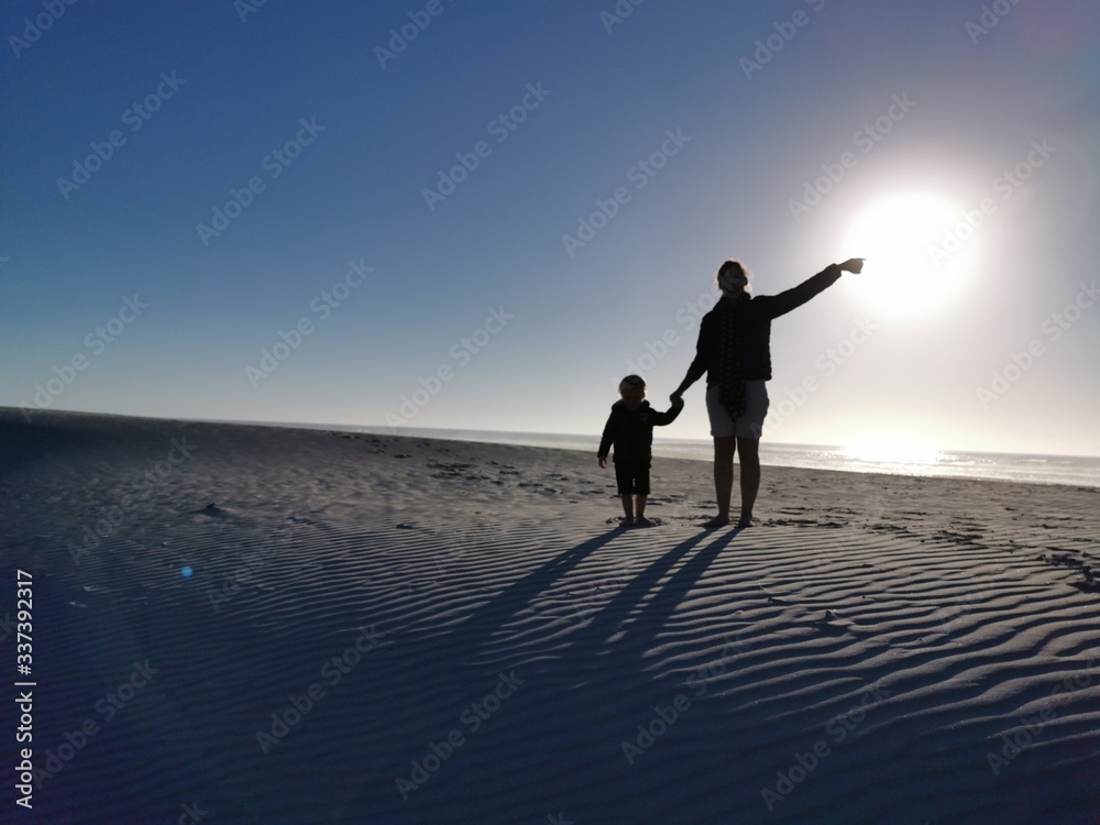 Fototapeta premium Mother & Son on beach