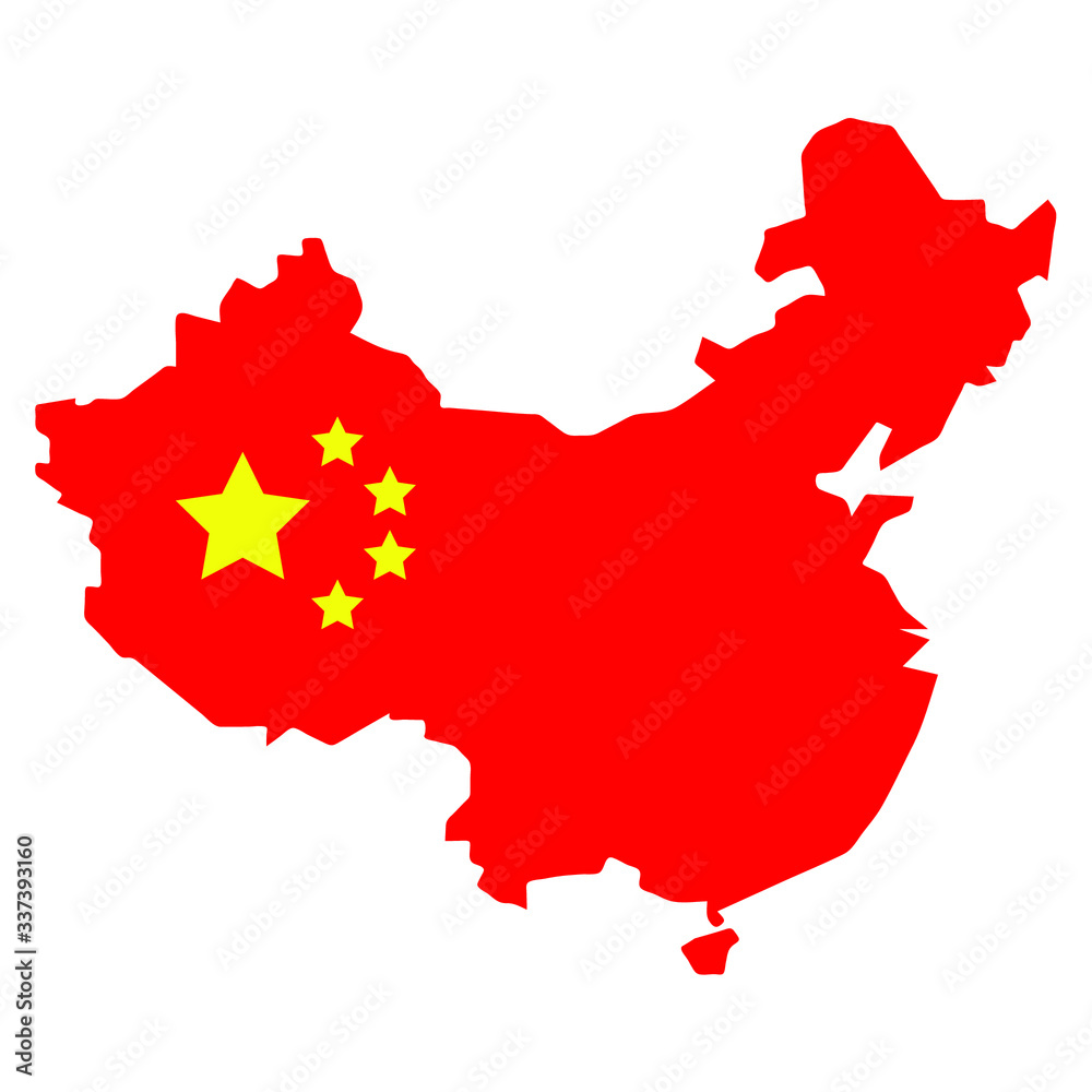 china map with flag