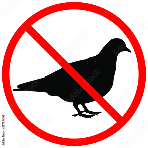 no pigeon sign, vector illustration of a dove