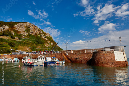 Image of Bonne Nuit Harbour in the summer. Small drying harbour on the North Coast of Jersey, Channel Islands