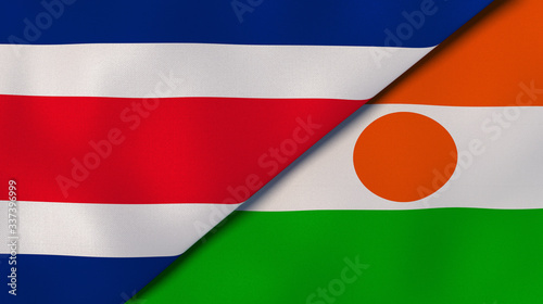 The flags of Costa Rica and Niger. News, reportage, business background. 3d illustration photo