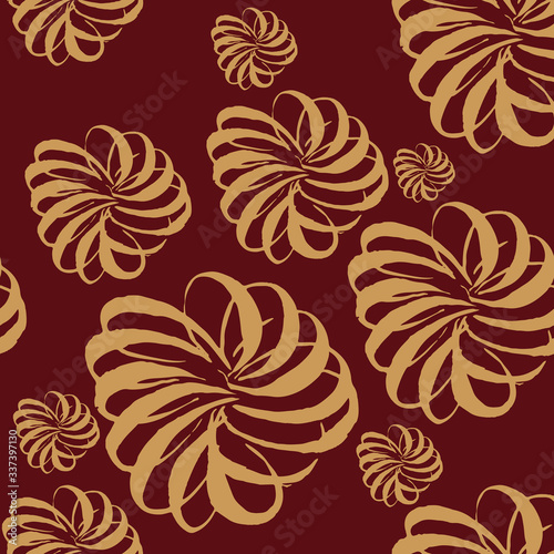 Vector illustration, seamless pattern, burgundy and yellow color