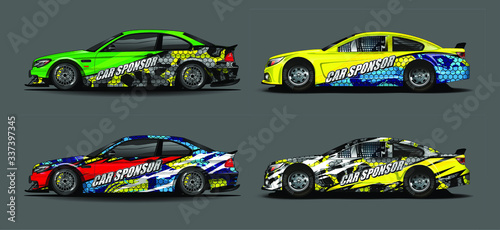 set of vehicle graphic kit. Modern abstract background for car wrap branding and automobile sticker decals livery.  vector eps10