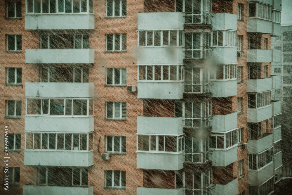 snow, snowfall, winter, yard, russia, dirt, cars