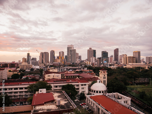 Skyline of Binondo District in Metro Manila while sunset